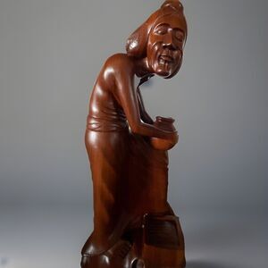 “BEBEL” “MAS” “BALI “ Wood Carving VTG,MCM 1940 -1960 Signed IWAJAN Partial Nude